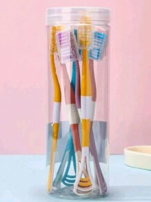 8pcs/Set Multifunctional Colorful Double-Headed Toothbrush, For Brushing Teeth And Cleaning Tongue Home Bathroom Decor Fall Decor Back To School - Multicolor - View 8