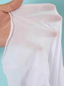 PEPPERMOLLY New Mesh High Waist Ruffle Trim Cover Up Pants, For Summer Vacation - White - View 6