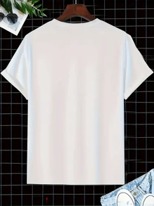 (220 Pure Cotton T-Shirt)   Couple Style Pure Cotton T-Shirt - The Perfect Choice For Valentine's Day And Special Occasions, Men's Comfortable Short Sleeved Round Neck T-Shirt - 男人 - 查看 3