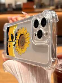 Apple 1pc TPU Thickened Anti-Drop Sunflower Printed Phone Protective Case, Compatible With IPhone11, 12, 13, 14, 11 Pro Max, 12 Pro Max, 13 Pro Max, 14 Pro Max, XR, 15, 15 Pro, 15 Pro Max, 16, 16 Pro, 16 Pro Max, And Galaxy A05/A15/A25/A35/A53/A54/A55/S23/S24 Ultra