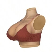 High Neck Nature Color Silicone Breastplate C To G Cup Soft Real Touch Breast Form Silk Cotton And Gel Filled For Crossdresser Drag Show Trans GorgeousU Christmas Surprise - Nude - View 5