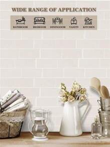 10pcs Faux Ceramic 3D Wall Stickers, Removable & Easy To Install, Waterproof Self-Adhesive Wall Paper, Suitable For Kitchen, Furniture Renovation, Bathroom, Room Decor, Holiday Party Background