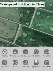 10pcs Faux Ceramic 3D Wall Stickers, Removable & Easy To Install, Waterproof Self-Adhesive Wall Paper, Suitable For Kitchen, Furniture Renovation, Bathroom, Room Decor, Holiday Party Background