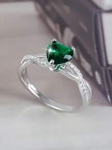 1 pieza Anillo de mujer con forma de corazón con 12 piedras de nacimiento del zodíaco, elegante y romántico, adecuado como regalo de San Valentín, aniversario, regalo romántico para tu pareja, boda y compromiso