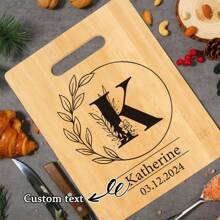 Tábua de Corte de Bambu Personalizada - 26 Opções de Padrão de Letra, Perfeita para Feriados, Aniversários, Aniversários e Mais - Presente Decorativo de Cozinha Elegante e Durável