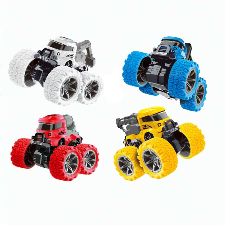 ANTSAY Monster Truck Toys For Boys And Girls, Push And Go Vehicles For Kids, 4 Wheel Drive Toy Cars, 4 Pack, Toys For 3 4 5 Year Old Boys - 彩色 - 查看 1