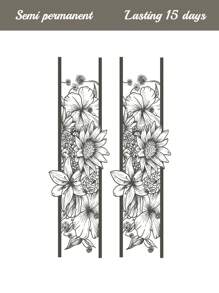 1 件草本汁半永久魔法纹身贴纸，非洲雏菊和兰花图案，14 天防水防汗，适合男女，节日派对和日常穿着，礼物，手臂，大腿，手镯，身体临时纹身贴纸 - 藍色 - 查看 5