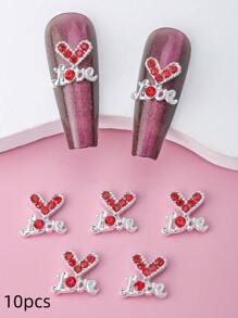 情人节闪亮精致高端红色水钻爱心指甲饰物 10 件 3D 奢华合金 V 形美甲装饰 DIY 2025 礼物送给女孩美甲宝石美甲用品适用于多功能 DIY 配件装饰指甲手机壳鞋子衣服包包工艺品更多 - 彩色 - 查看 6