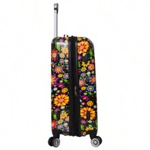 20 英寸聚碳酸酯全印花可扩展行李箱，欧洲品牌法国设计，耐用、防水、防刮、静音轮、TSA 锁、多种颜色、1 年保修，旅行必备，节日氛围，春季时尚基本款，舒适的家庭旅行，特别的礼物，顶级单品，春夏鲜艳色彩，男女通用，适合廉价航空随身携带 - V - 查看 3
