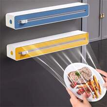 Easy-Cut Cling Film Dispenser With Suction Cup - Reusable Plastic Wrap Cutter For Kitchen, Restaurant & Supermarket Use - Perfect For Fruits & Vegetables - Multicolor - View 4