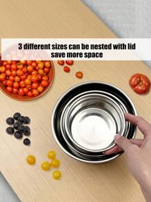 3PCS/1PC 不锈钢食品储存容器，防漏密封盖，适用于厨房不锈钢碗、饭盒，可放入冰箱和微波炉，可重复使用的沙拉和餐食容器 - 彩色 - 查看 6