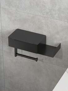 1pc Toilet Paper Holder With Shelf, Bathroom Wipes Storage Box, Toilet Roll Paper Holder, Wall Mounted Tissue DispenserContainer, Bathroom Hanging Tissue Storage Rack, BathroomAccessories, Wall Mounted Toilet Roll Paper Storage Rack