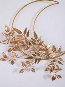 1 Piece - Home Decoration, 40cm Artificial Orange Leaf Wreath. Decorations Moon Iron Pendant, Decoration, Artificial Flower Hanging Decoration, Suitable For Living Room Wall Decoration
