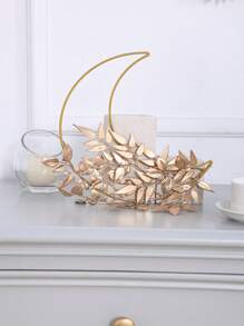 1 Piece - Home Decoration, 40cm Artificial Orange Leaf Wreath. Decorations Moon Iron Pendant, Decoration, Artificial Flower Hanging Decoration, Suitable For Living Room Wall Decoration