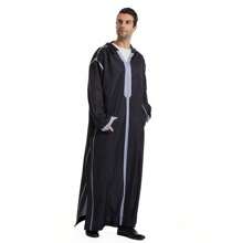 Herren Farbblock Langarm Kapuzen Poncho Robe im mittleren Osten-Stil