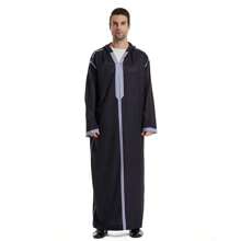 Herren Farbblock Langarm Kapuzen Poncho Robe im mittleren Osten-Stil