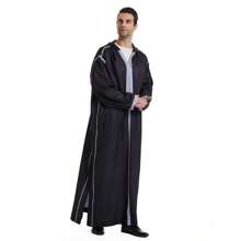 Herren Farbblock Langarm Kapuzen Poncho Robe im mittleren Osten-Stil