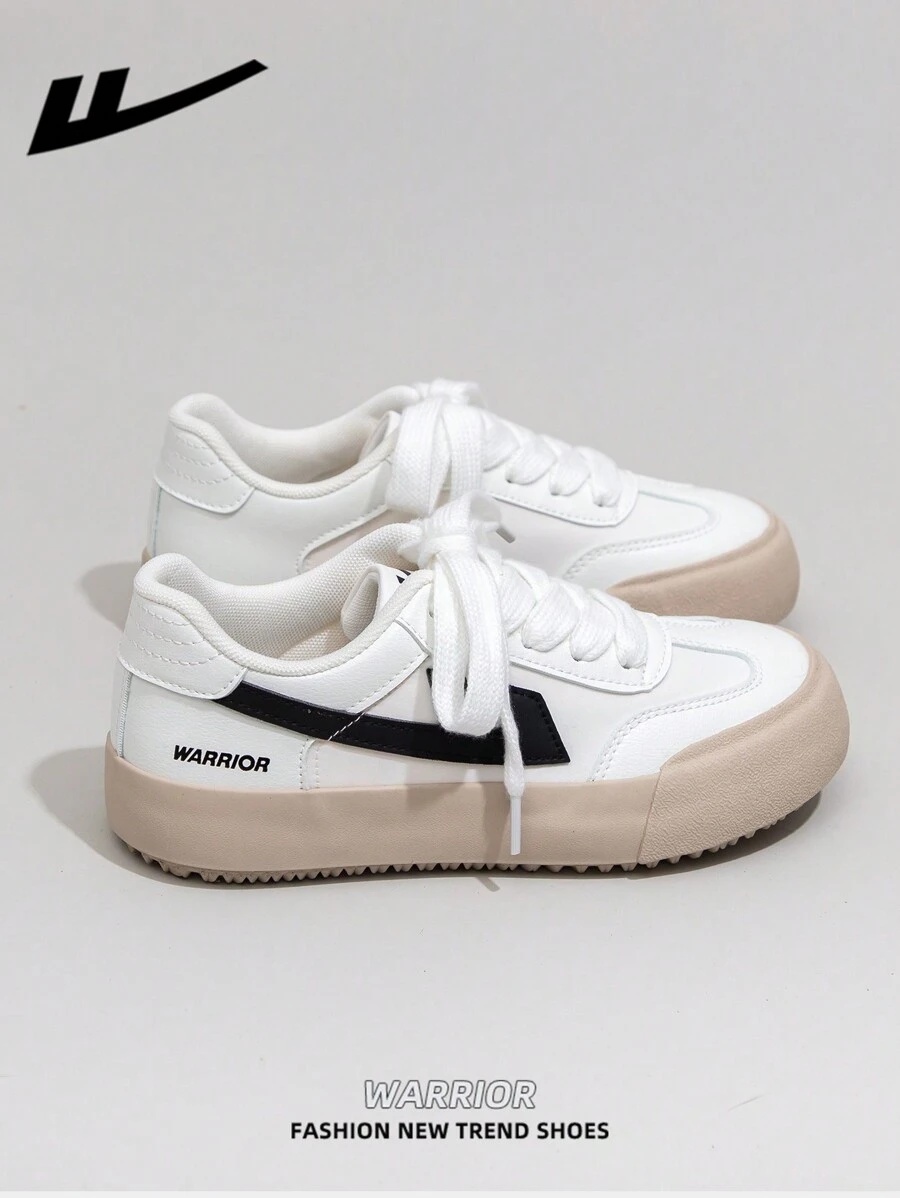 WARRIOR Women's 1 Pair Lightweight Lace Up Low-Top Casual Shoes, Versatile Flat Walking Sneakers, Fashionable & Comfortable, Breathable Women Sports Shoes