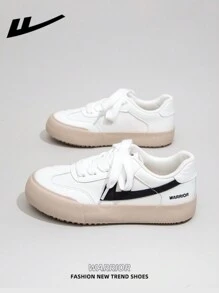 WARRIOR Women's 1 Pair Lightweight Lace Up Low-Top Casual Shoes, Versatile Flat Walking Sneakers, Fashionable & Comfortable, Breathable Women Sports Shoes