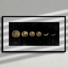1Pc Unframed Moon Chart Canvas Poster, Moon Phases Decor, Waterproof Wall Art, Lunar Artwork Wall Painting For Gift, Aesthetic Room Decor, Wall Picture For Living Room, Bedroom, Dining Room, Corridor, Home And Dormitory Decoration - Multicolor - View 9