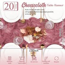 Teruntrue 20 Pack  Table Runner Cheesecloth Table Runner 10FT,Romantic Gauze Table Runner For Wedding Party Birthday Boho Table Decoration