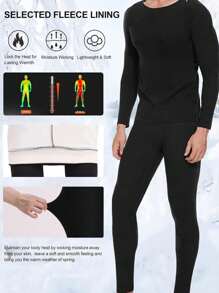 1pc Boyfriend Style Men's Warm Running Compression Tights, Thermal Lined Cycling Pants For Cold Weather, Outdoor Sports Leggings - Black - View 6