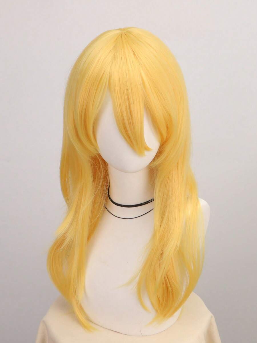 动漫角色扮演假发 公主假发 黄金色长卷发角色扮演假发 女孩合成假发 黄色卷发角色扮演假发 万圣节派对角色扮演假发 - 金色 - 查看 1