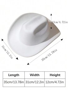 1 chiếc mũ cao bồi phong cách Boho trơn Unisex, mũ Fedora nỉ mềm mại dùng cho trang phục thường ngày ngoài trời, polyester - trắng - Xem 5