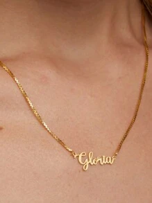 1pc 18K Gold Name Necklace, Personalized Name Pendant Necklace, Custom Name Necklace, Minimalist Name Jewelry For Women, Gift For Her, Contains Exquisite High-End Gift Box, Customizable With Different Fonts, And Different Necklaces To Choose From Gold, Rose Gold Stylish, Fall Fashion, Vintage, Unisex For Teenagers, Junior High School Students, Middle School Students, High School Senior High School Students, College Students, University Students, Freshman, Sophomore, Underclassmen