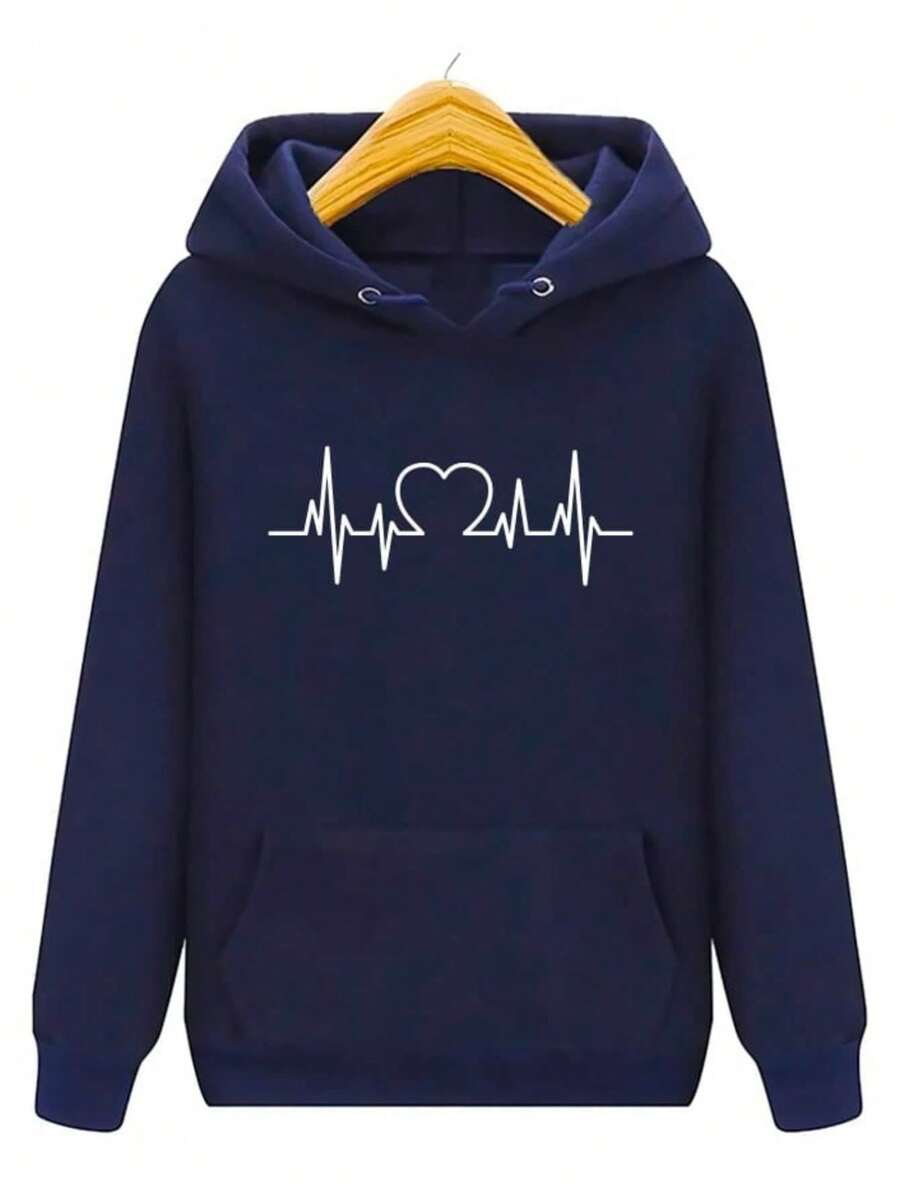 Women's Cold Weather Sweatshirt Kangaroo Hoodie - Màu xanh hải quân - Xem 1