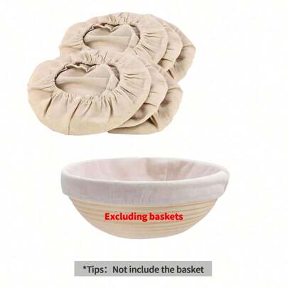 2 件装 10 英寸圆形烘焙发酵篮内衬，藤条内衬 Banneton 面团发酵篮盖，天然藤条（无篮子）