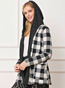 Boho Vintage 90's  Solid Brushed Knit Classic Tiered Hooded Zip Up Flared Cardigan Jacket