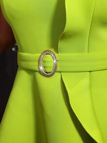 Sukienka damska fluorescencyjna zielona z kwiatem lotosu w kształcie litery A na przyjęcie bankietowe, elegancka koktajlowa półformalna sukienka dla gościa weselnego, na urodziny, ukończenie szkoły, kolację, powrót do domu