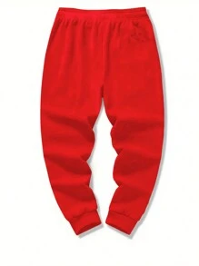 Men's 3D Digital Print Front Drawstring, All-Over Xmas Elements Hoodie And Drawstring Pocket Sweatpants Set - Red - View 3