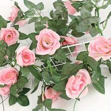 4 piezas Enredadera artificial de rosas de 64 cabezas, guirnalda de flores falsas colgante, hiedra de rosas colgante para canasta, arco de boda, decoración de fondo de jardín, fiesta, cumpleaños, Día de la Madre, regalo del Día de los Enamorados