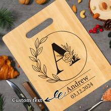 Tábua de Corte de Bambu Personalizada - 26 Opções de Padrão de Letra, Perfeita para Feriados, Aniversários, Aniversários e Mais - Presente Decorativo de Cozinha Elegante e Durável
