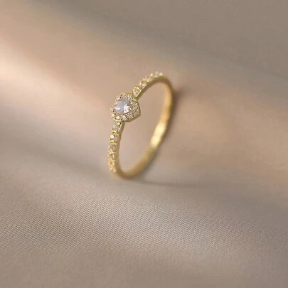 Anillo de plata de ley 925 en forma de corazón blanco romántico, con circonita cúbica sintética engastada, exquisita banda nupcial para mujer, un regalo especial para tu ser amado, joyería de alta calidad