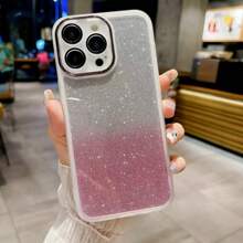 1pc Green Case For Mobile Phone, Space Glitter Tpu Shockproof Protective Case With Camera Lens Protection