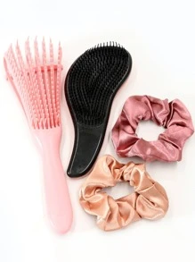 Magic Brush And Octopus Brush Kit For Straight And Curly Hair With 2 Satin Scrunchies For Hair Kit