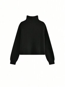 秋季针织拉链时尚休闲长袖毛衣 - 黑色 - 查看 4