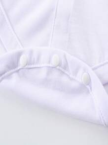 KIMOCAT Baby Boy Solid Color Long Sleeve Bodysuit For Spring/Autumn - White - View 5