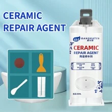 Ceramic Repair Agent: 1 Bottle Of Extrusion Glue, Used For Sealing And Repairing Cracks In Ceramics, Porcelain, And Tiles - Including Easy-To-Use Tools - White - View 1