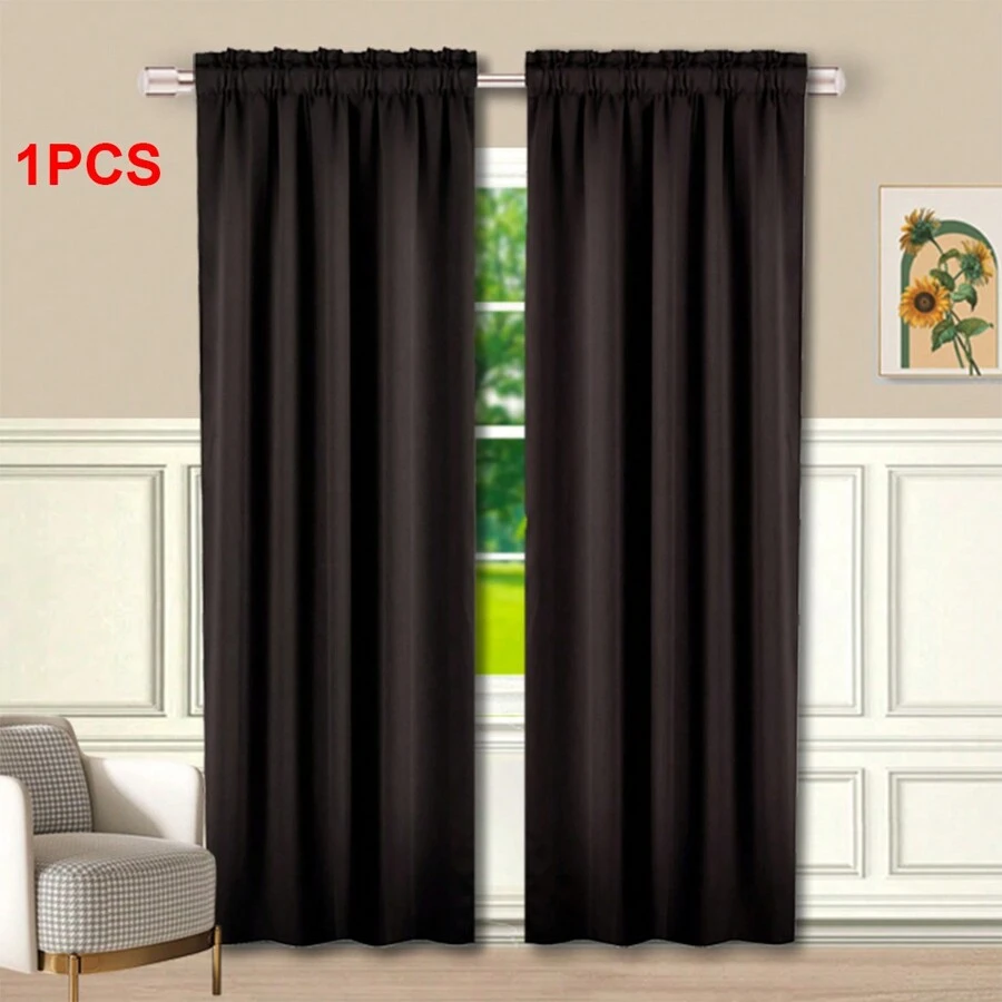 1 rèm cản sáng cách âm, nhiều kích cỡ tùy chọn, thiết kế dây kéo, cách nhiệt, bảo vệ sự riêng tư, thích hợp cho phòng ngủ, phòng khách, phòng học, phong cách tối giản hiện đại - Nâu 9V - Xem 1