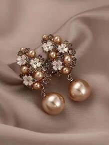 topshiny 1 Cặp Hoa tai ngọc trai phong cách cung điện sang trọng thanh lịch Hàn Quốc, trang sức hoa đính đá và tua rua cho phụ nữ, thích hợp cho trang phục cưới và dự tiệc - bông tai - Xem 6