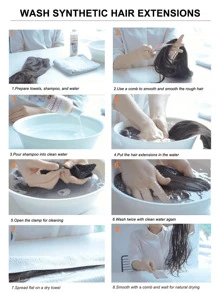 Synthetic Long Wavy Clip-In Hair Extensions, Brown Faux Fiber Wig, Natural Hair Texture, Suitable For Women, Heat Resistant, Halloween And Christmas Promotion - Multicolor - View 8