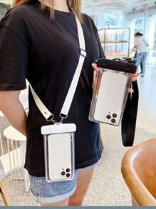 1pc Universal Touch-Sensitive Waterproof Phone Pouch, Luminous Swimming Diving Mobile Case, Can Be Used As A Touch-Screen Swimming And Diving Case, Can Be Used As An Underwater Camera Phone Case, Portable Travel Phone Bag With Adjustable Lanyard, PVC Material, No Battery Required Travel Must Haves Summer1 Stuff Back To School Supplies - Multicolor - View 2