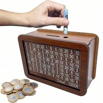 1pc Houten Spaarpot Met Spaargelddoelen Teller Handgemaakte Spaarpot Herbruikbare Muntenlade Opbergdoos Helpt De Gewoonte Van Sparen Beste Geschenken