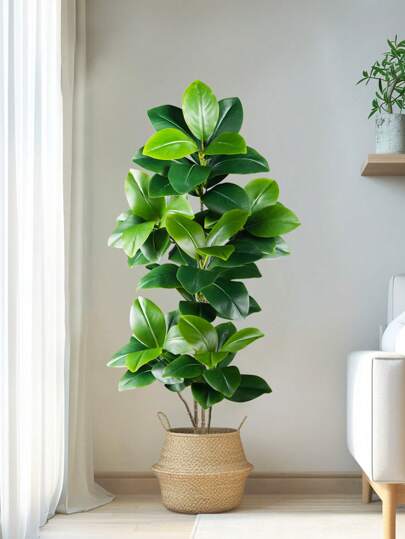 Albero di fico artificiale grande da 74-140 cm, pianta tropicale di fico di magnolia con foglie in plastica effetto naturale, decorazione per casa, giardino, ufficio e cucina, senza 1 pezzo