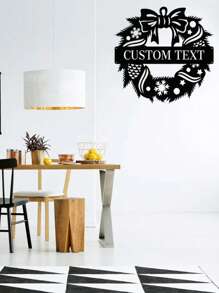 可定制的金属圣诞花环标志个性化圣诞剪影墙面艺术时尚室内装饰门和花园装饰、家居、厨房、餐厅 - 独特的节日礼物创意 - 黑色 - 查看 5