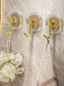 2/4pcs Gold/Silver Acrylic Hooks, Punch-Free Strong Adhesive Hooks For Bag, Key And Clothes, Bathroom Kitchen Organizer And Home Decor